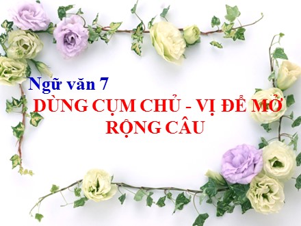 Bài giảng Stem Ngữ văn Lớp 7 - Dùng cụm chủ vị để mở rộng câu (Tiếp theo)