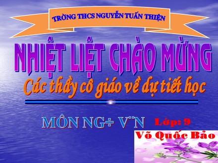 Bài giảng Ngữ văn Lớp 9 - Tiết 116: Văn bản Mùa xuân nho nhỏ - Võ Quốc Bảo